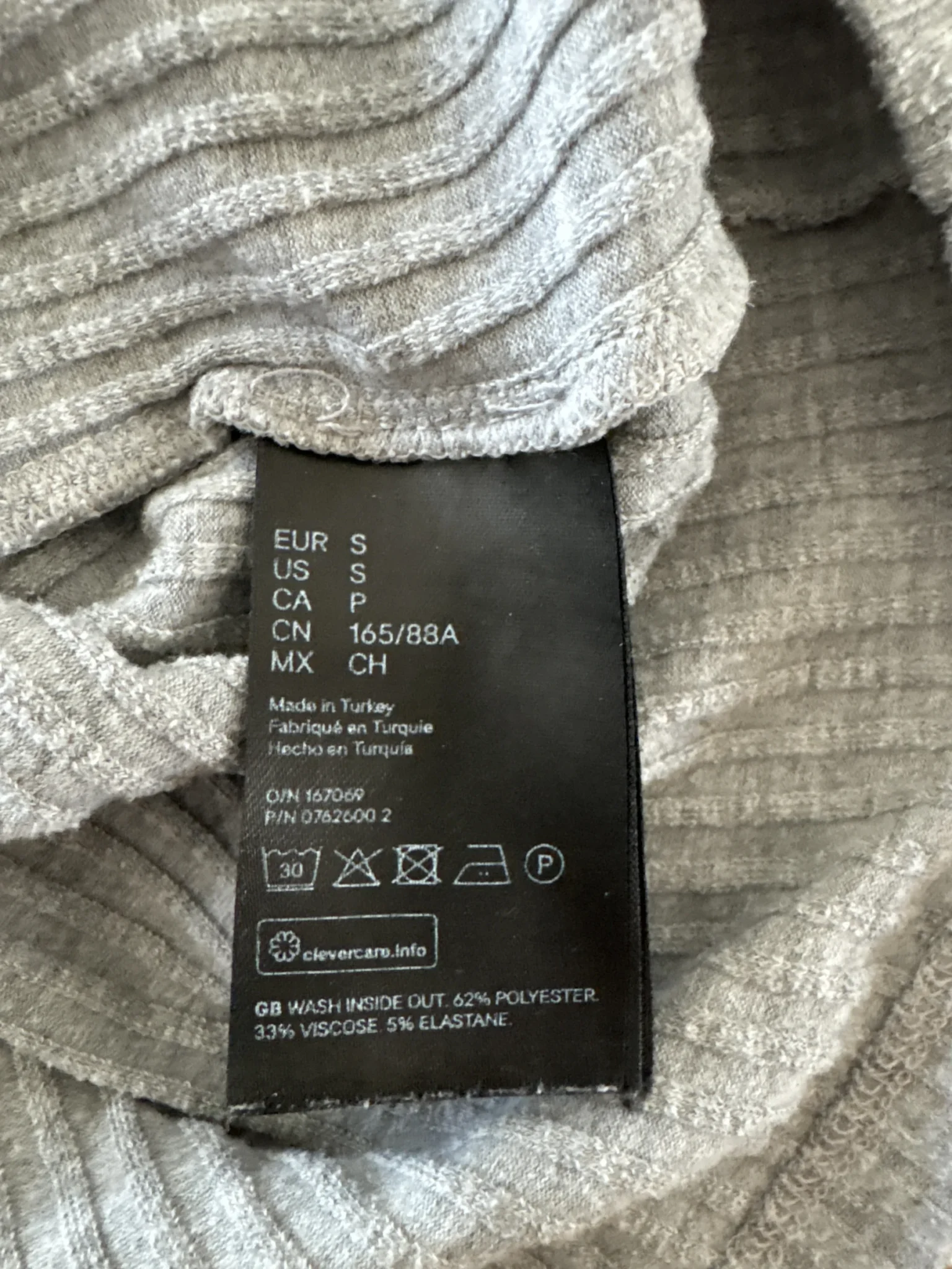 Image for HM grey ribbed T-shirt