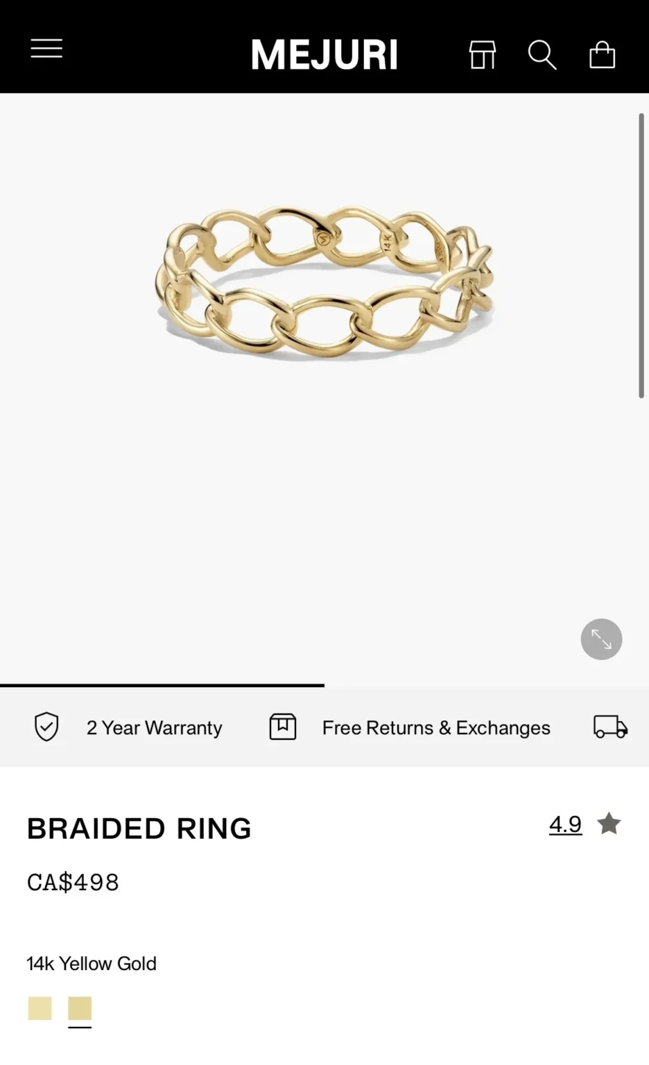 Image for Mejuri 14K yellow gold ring – Size 7