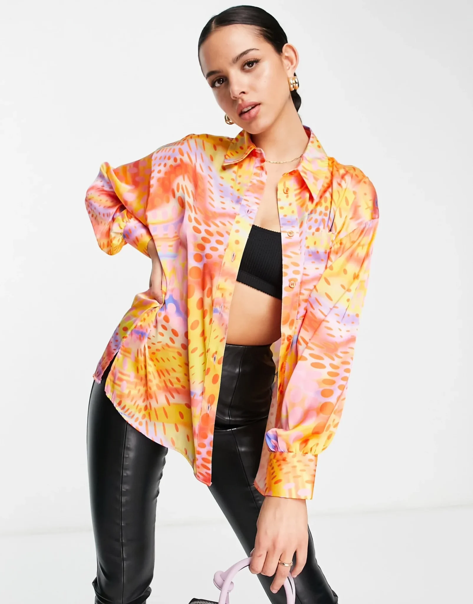 Featured image for Oversized printed satin shirt
