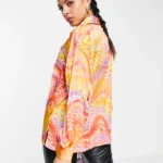 Thumbnail for Oversized printed satin shirt
