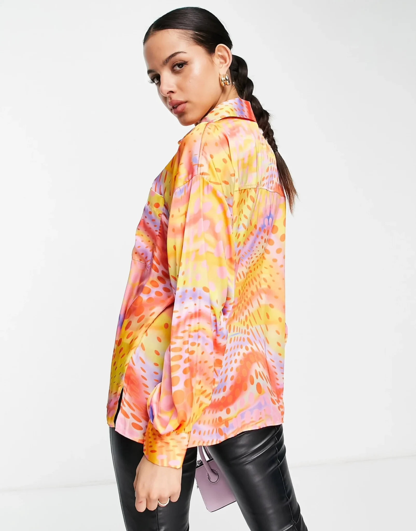 Image for Oversized printed satin shirt