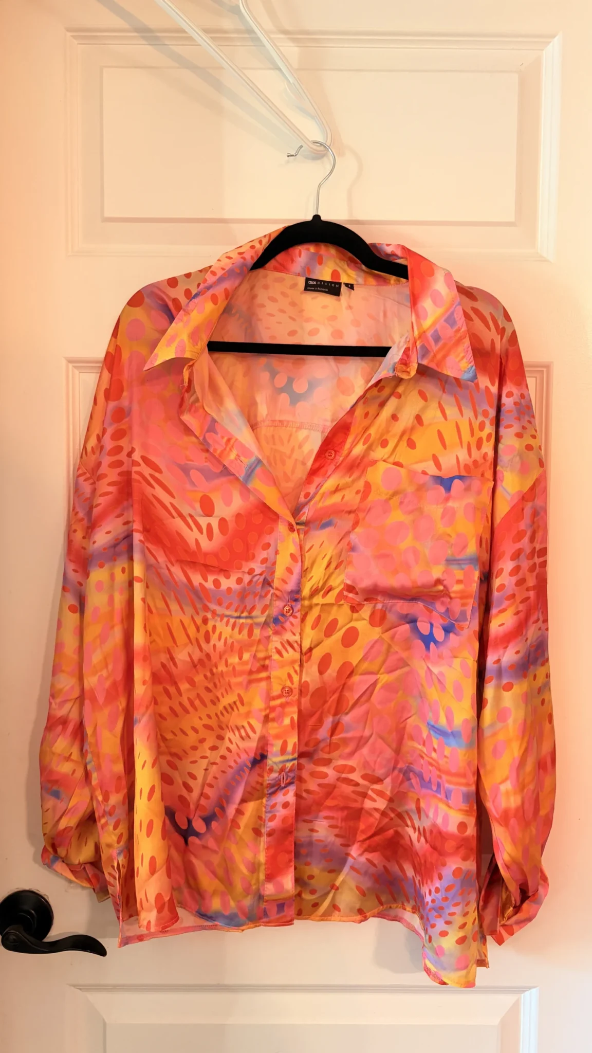 Image for Oversized printed satin shirt