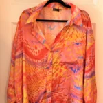 Thumbnail for Oversized printed satin shirt