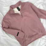 Thumbnail for Comfortable vintage powder pink half-zip sweatshirt