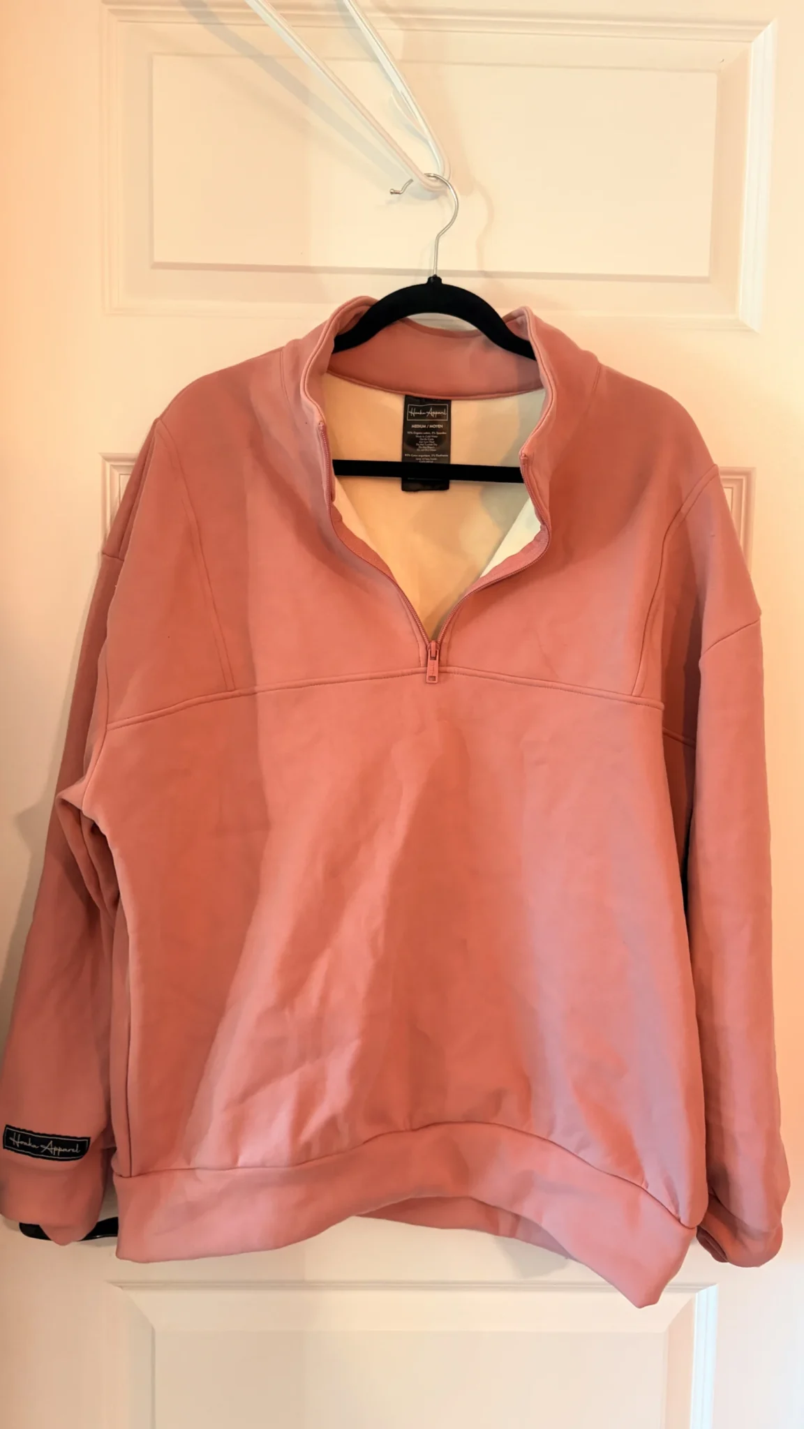 Image for Comfortable vintage powder pink half-zip sweatshirt