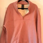 Thumbnail for Comfortable vintage powder pink half-zip sweatshirt