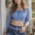 Featured thumbnail for Haut court Crop top manches longues épaules dénudées