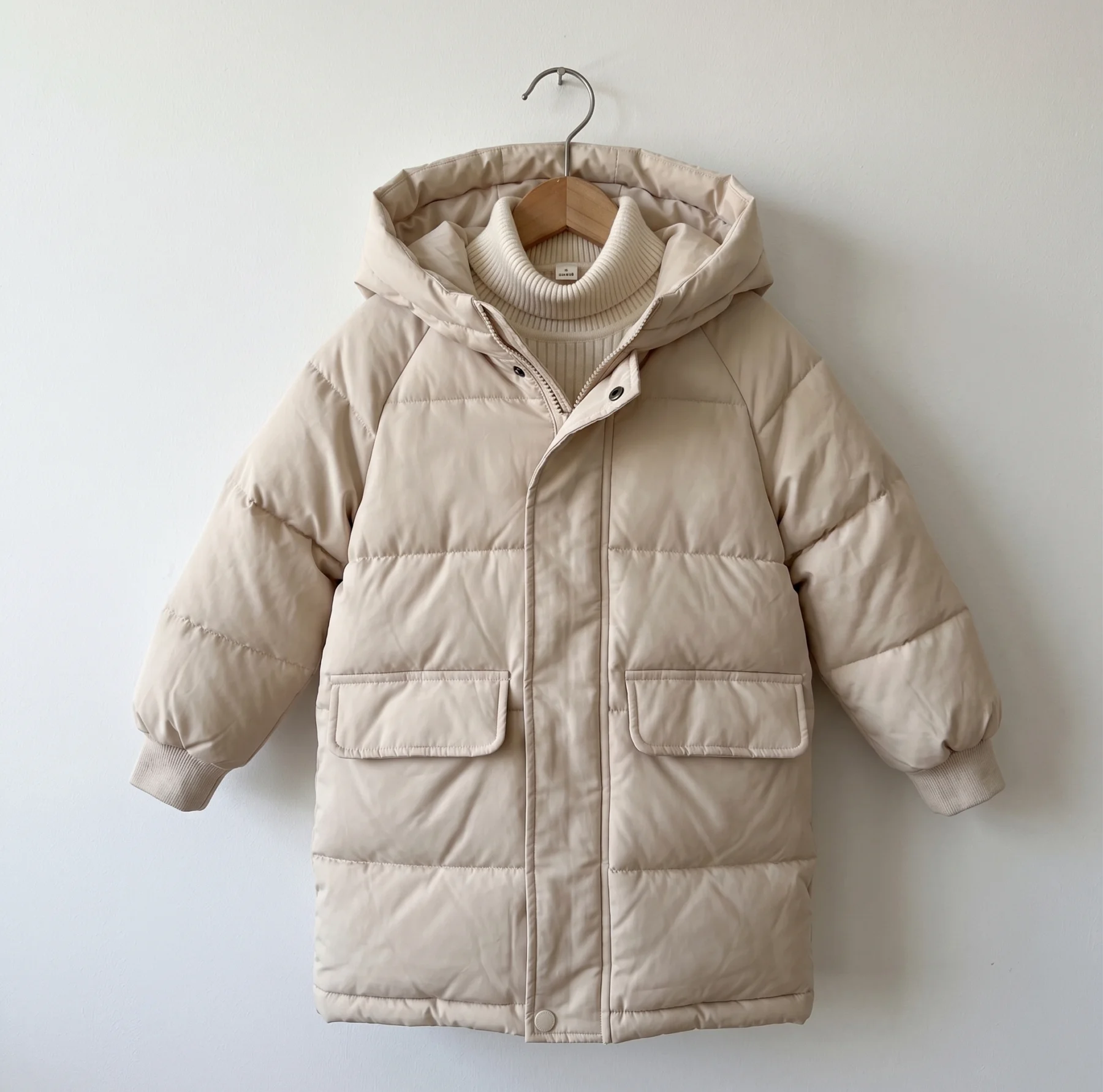 Beige puffer jacket for children (girls/boys) – Long and warm *Other seconde main