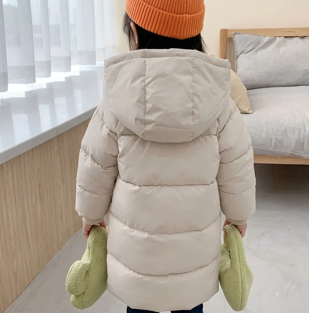 Image for Beige puffer jacket for children (girls/boys) – Long and warm