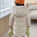 Thumbnail for Beige puffer jacket for children (girls/boys) – Long and warm