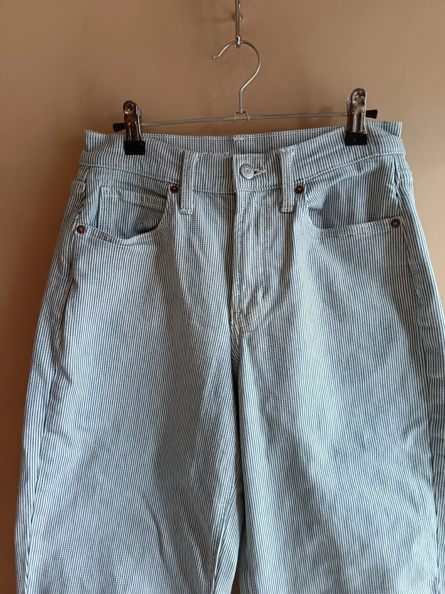 Image for Striped, flared-fit jeans