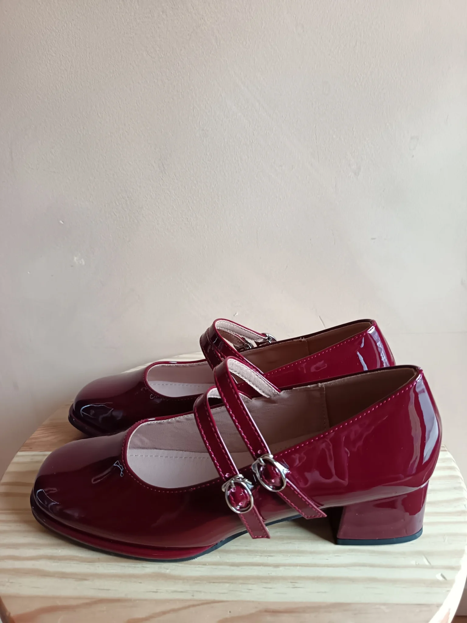 Image for Burgundy patent leather Mary Jane ballet flats