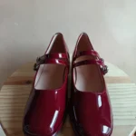 Thumbnail for Burgundy patent leather Mary Jane ballet flats