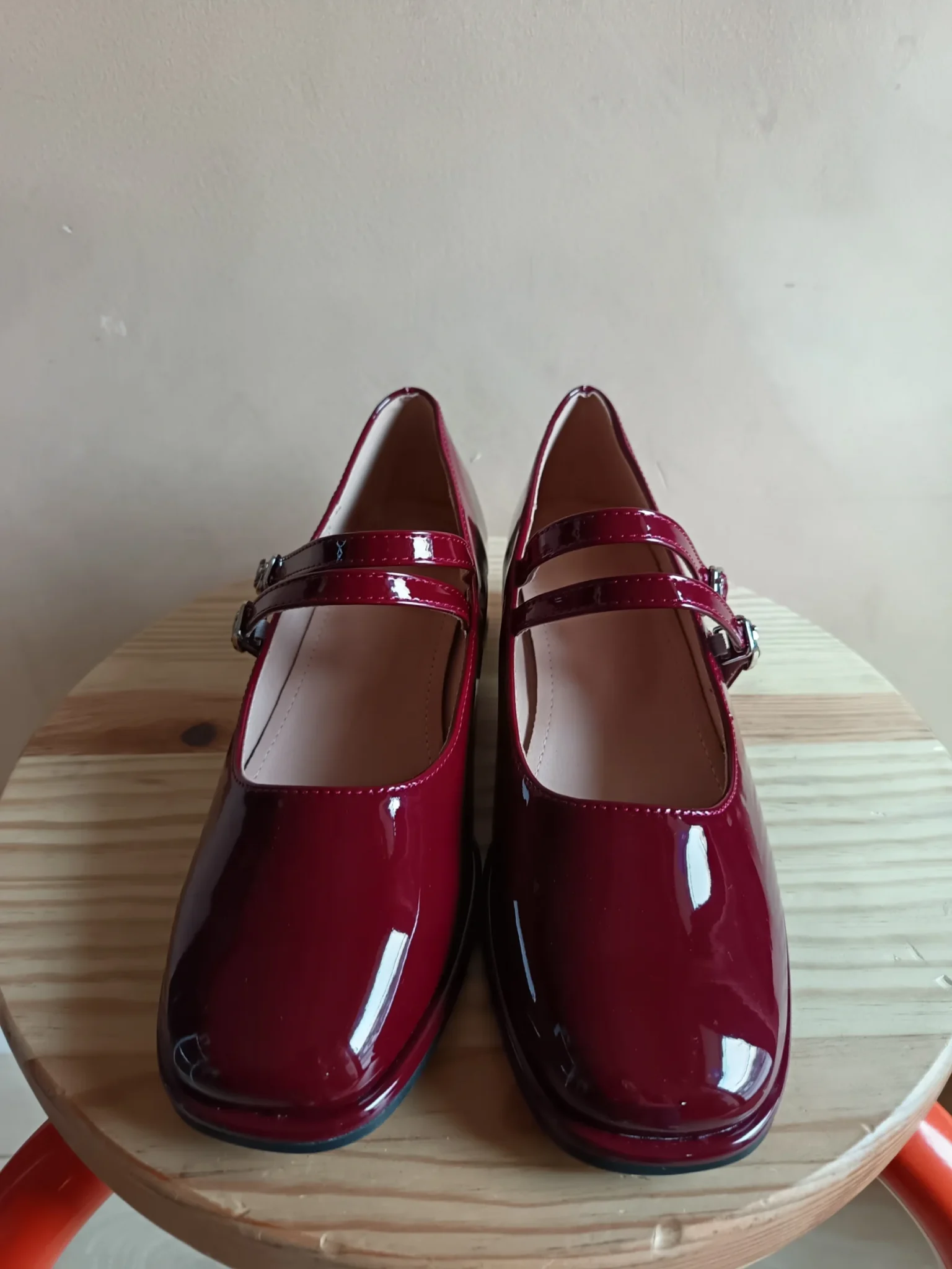 Image for Burgundy patent leather Mary Jane ballet flats