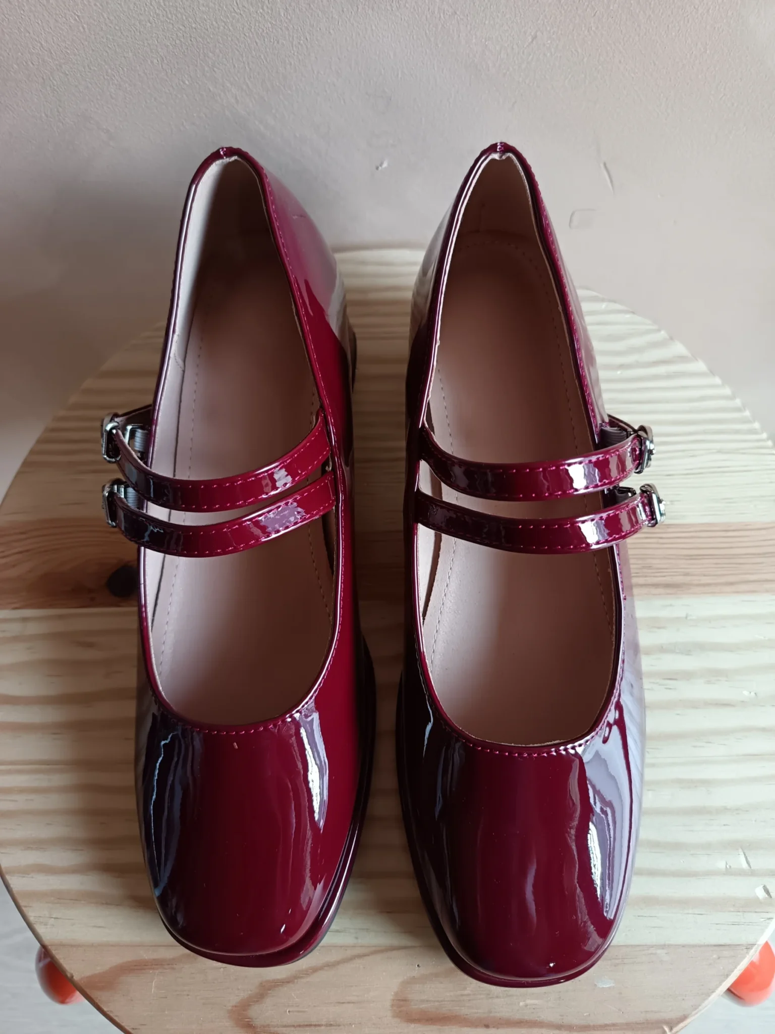 Image for Burgundy patent leather Mary Jane ballet flats