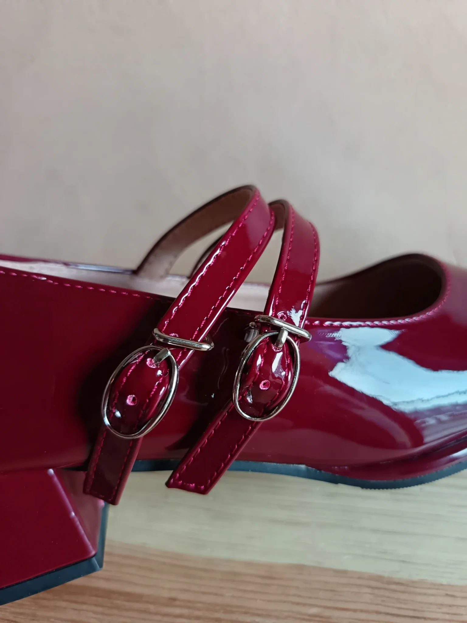 Image for Burgundy patent leather Mary Jane ballet flats