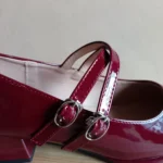Thumbnail for Burgundy patent leather Mary Jane ballet flats