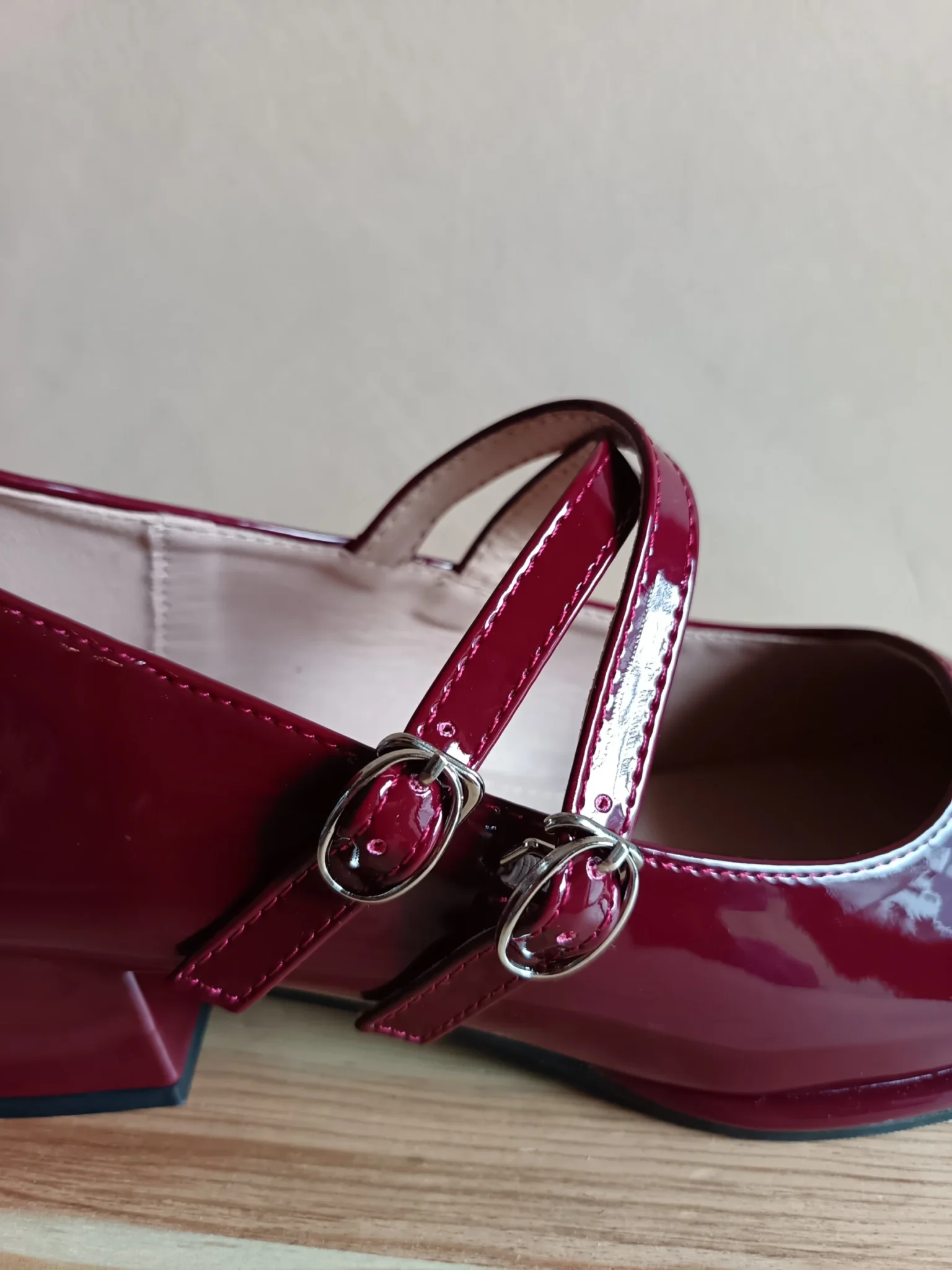 Image for Burgundy patent leather Mary Jane ballet flats