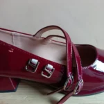 Thumbnail for Burgundy patent leather Mary Jane ballet flats