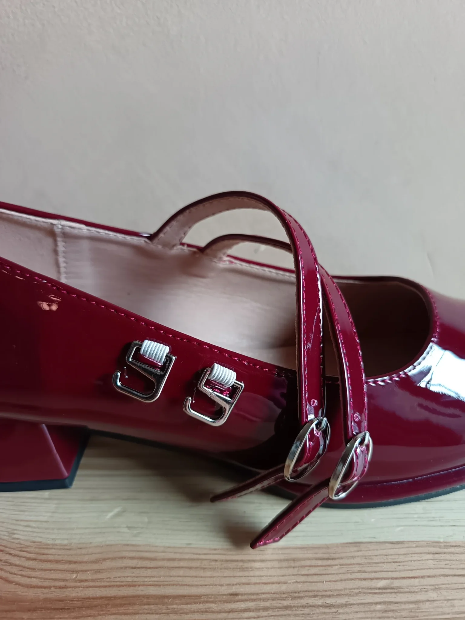 Image for Burgundy patent leather Mary Jane ballet flats