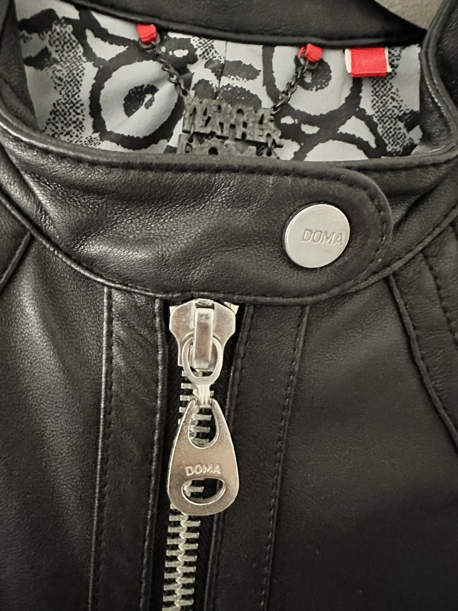 Image for Doma black leather bomber jacket