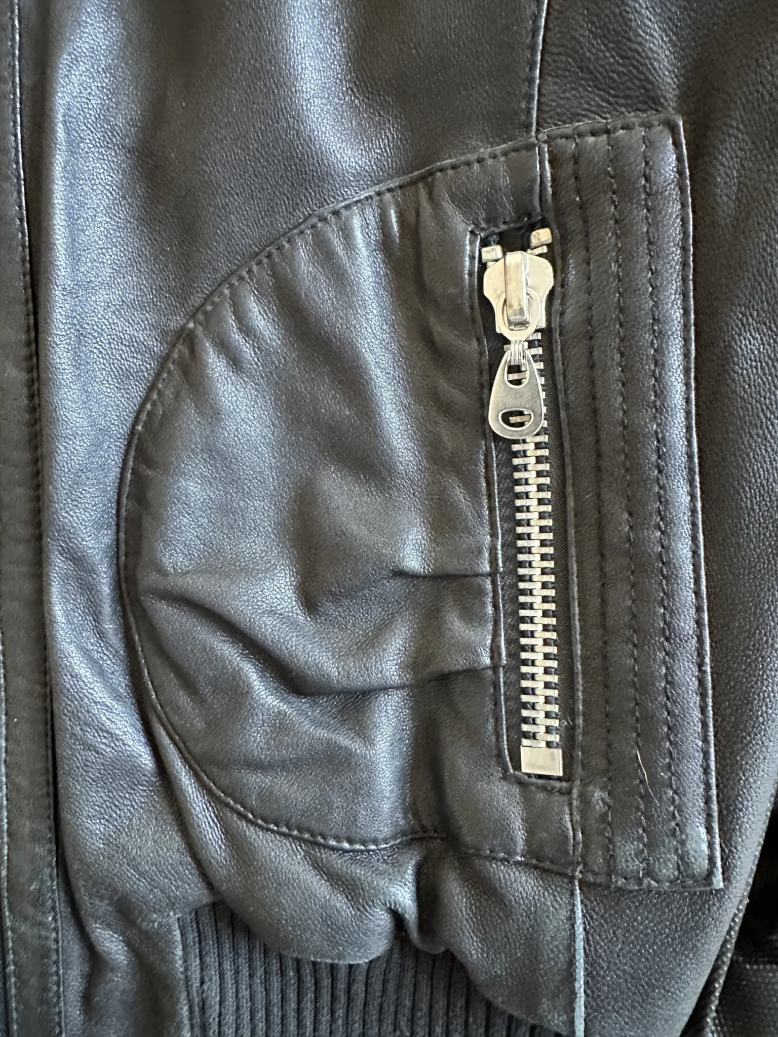 Image for Doma black leather bomber jacket