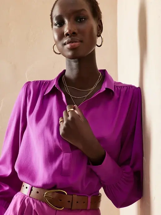 Long-sleeved crepe blouse Banana Republic seconde main