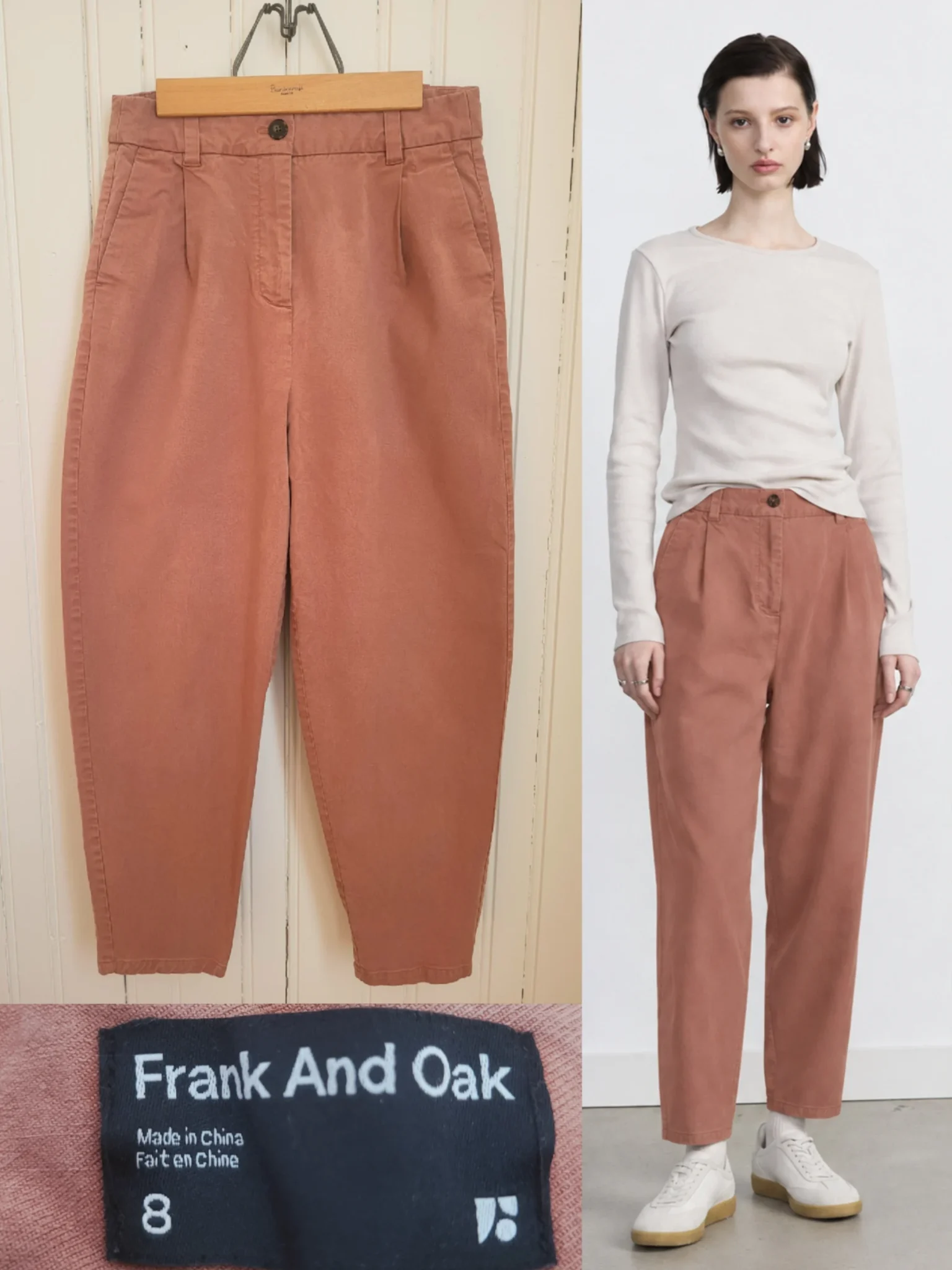 Image for Frank And Oak Amelia Vintage Fit Pants tapered lyocell orange Balloon pants