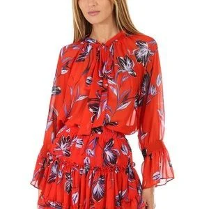 Image for MISA Los Angeles blouse, size L, red with floral patterns