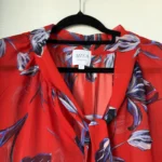 Thumbnail for MISA Los Angeles blouse, size L, red with floral patterns