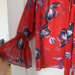 Thumbnail for MISA Los Angeles blouse, size L, red with floral patterns