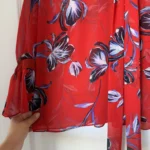 Thumbnail for MISA Los Angeles blouse, size L, red with floral patterns