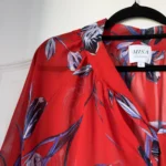 Thumbnail for MISA Los Angeles blouse, size L, red with floral patterns