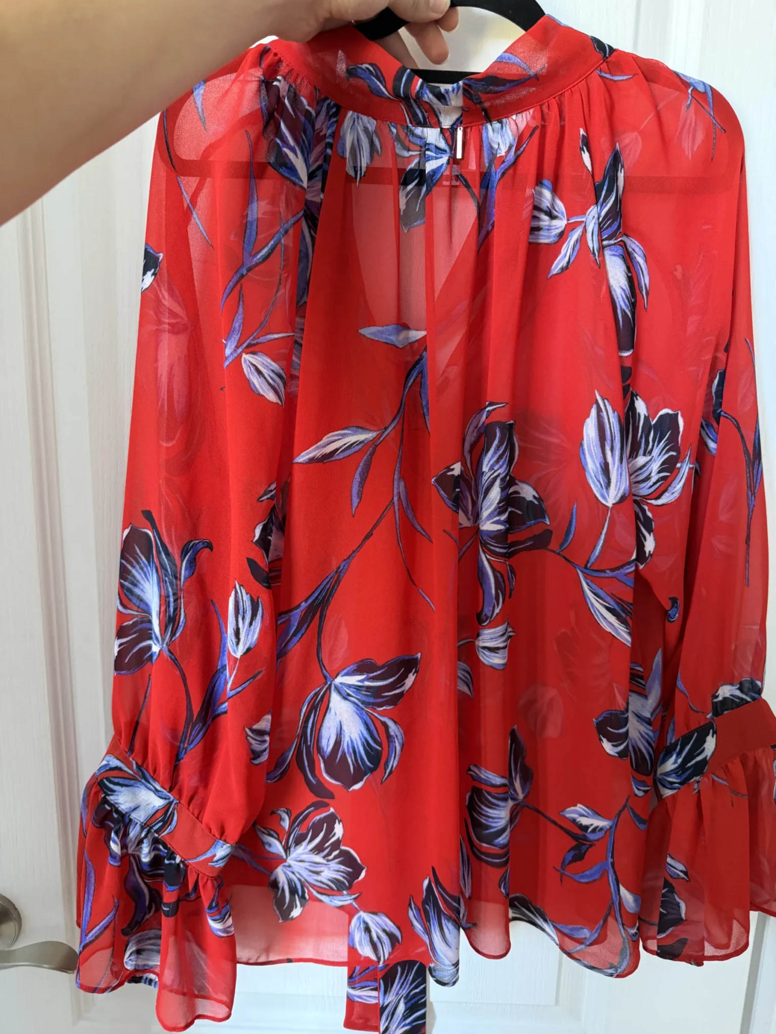 Image for MISA Los Angeles blouse, size L, red with floral patterns