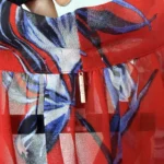 Thumbnail for MISA Los Angeles blouse, size L, red with floral patterns