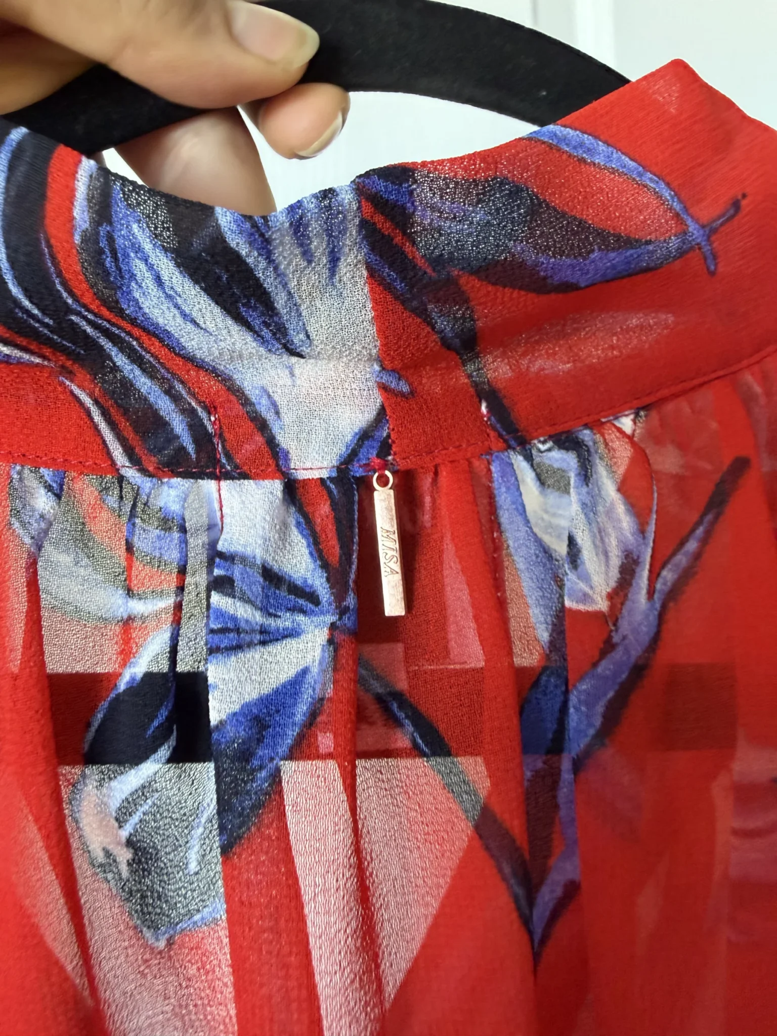 Image for MISA Los Angeles blouse, size L, red with floral patterns