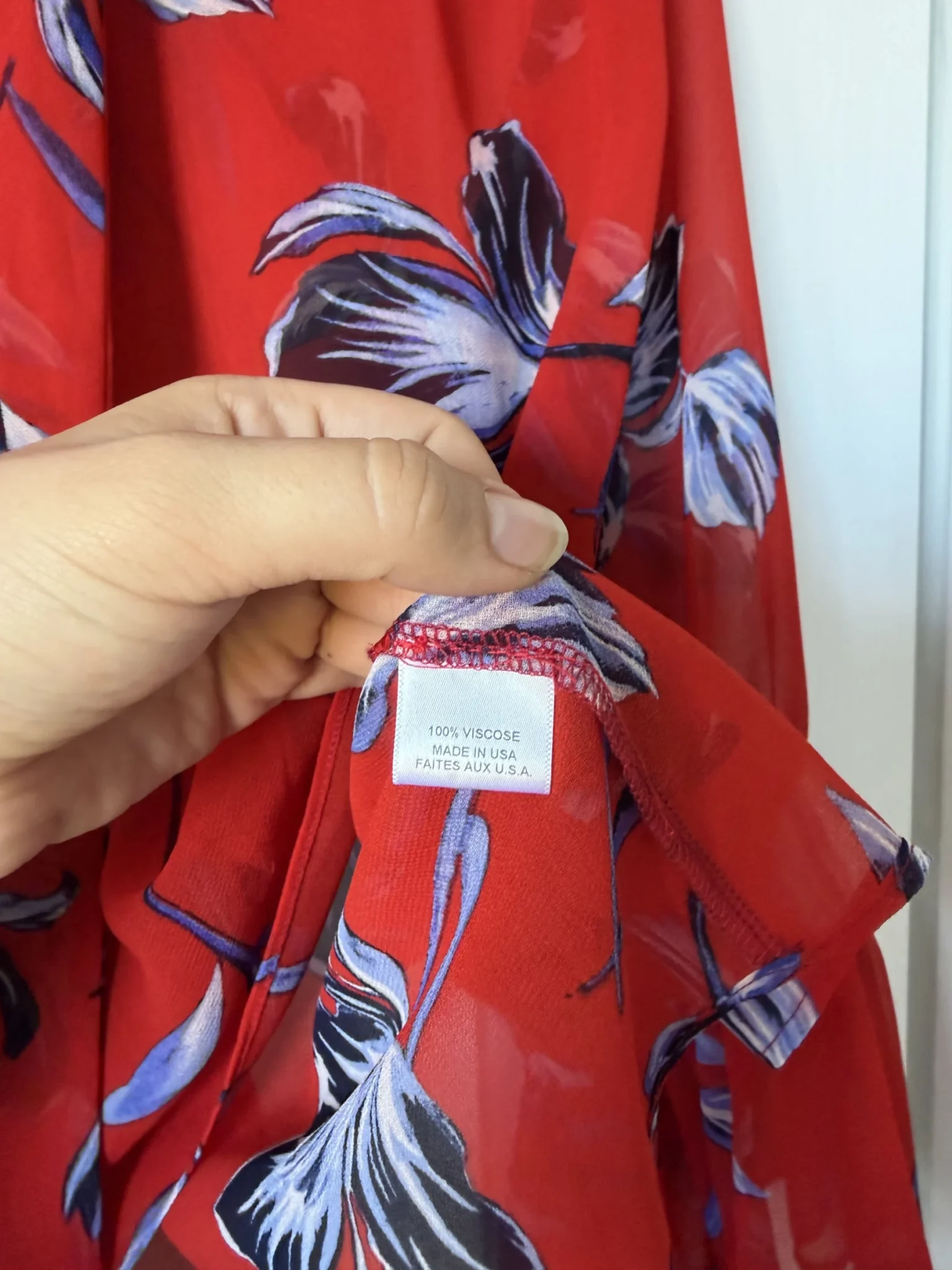 Image for MISA Los Angeles blouse, size L, red with floral patterns