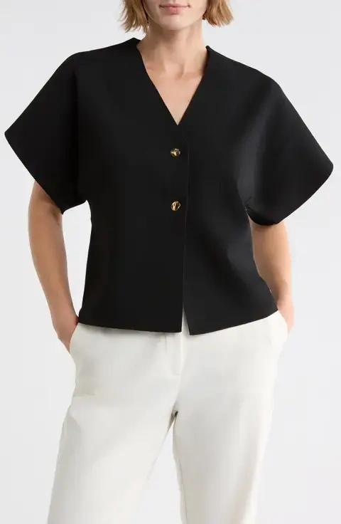 Featured image for Top Zara noir et boutons doré taille L