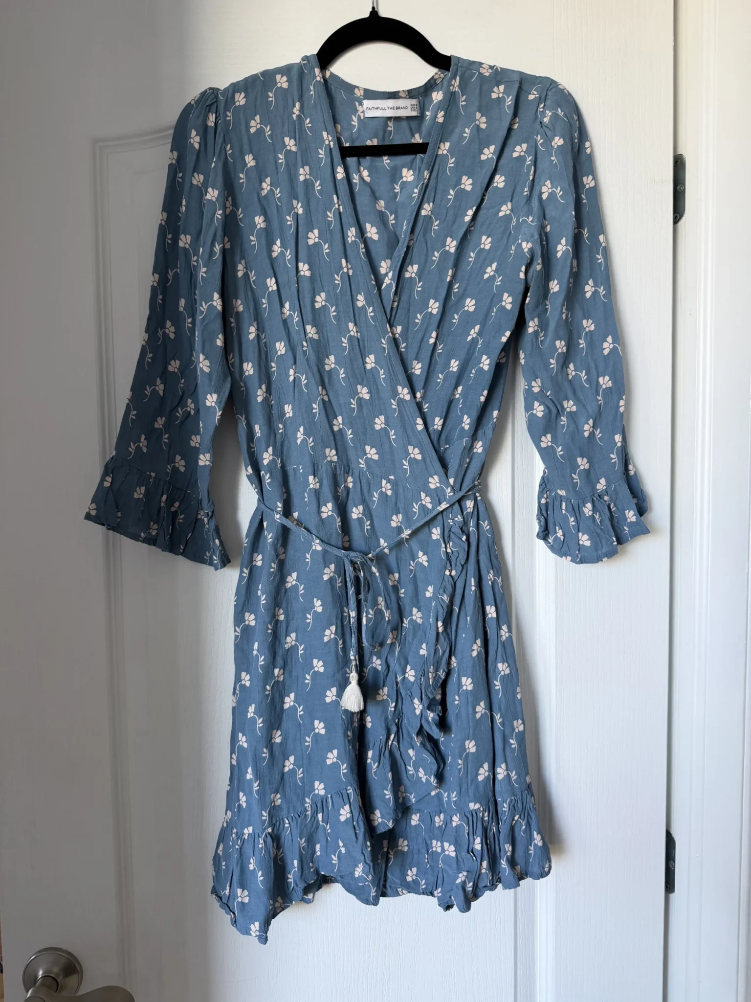 Image for Faithfull the Brand dress, size L, blue with floral print
