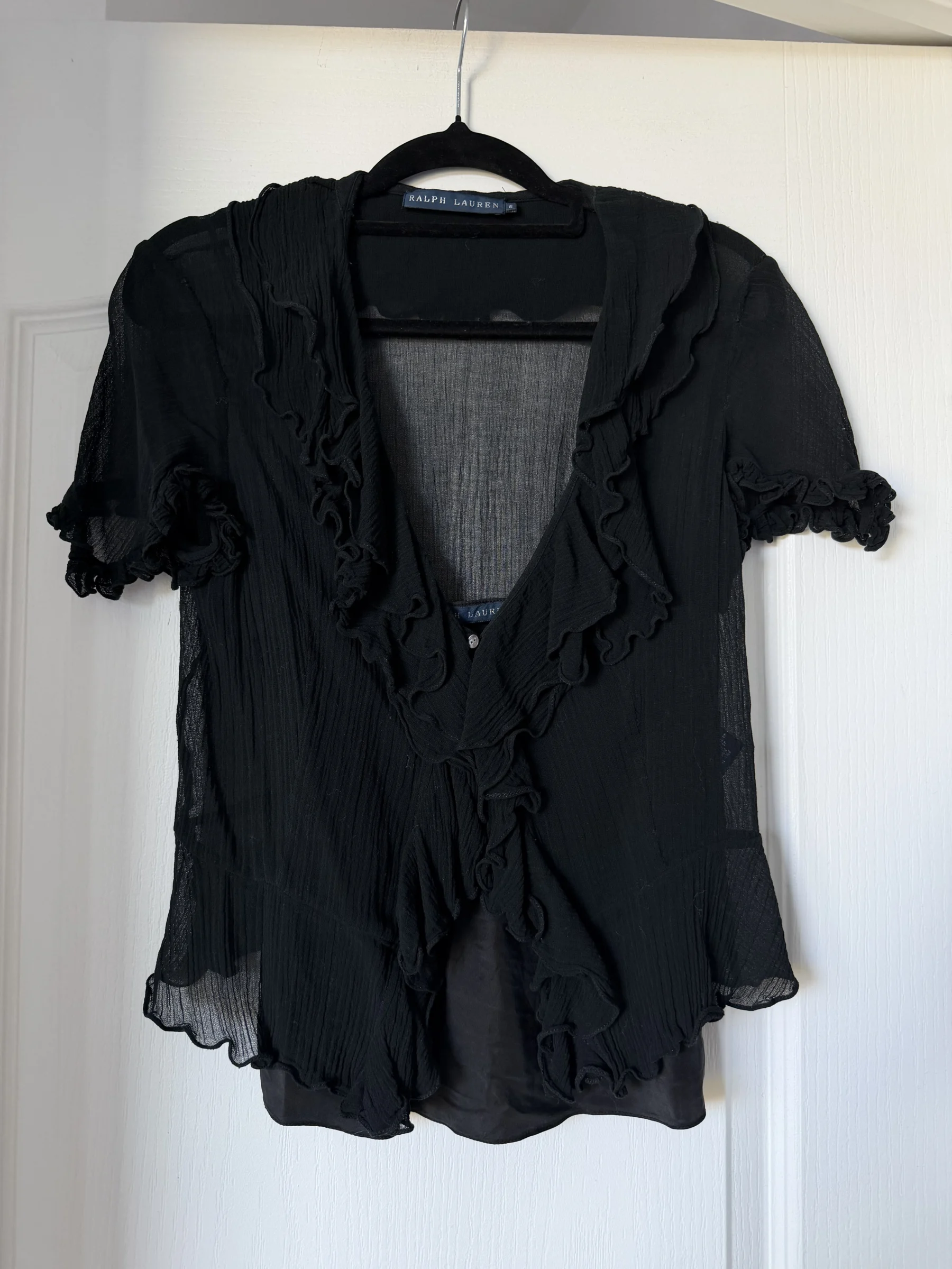 Ralph Lauren silk and cotton blouse, size 6, black Ralph Lauren seconde main