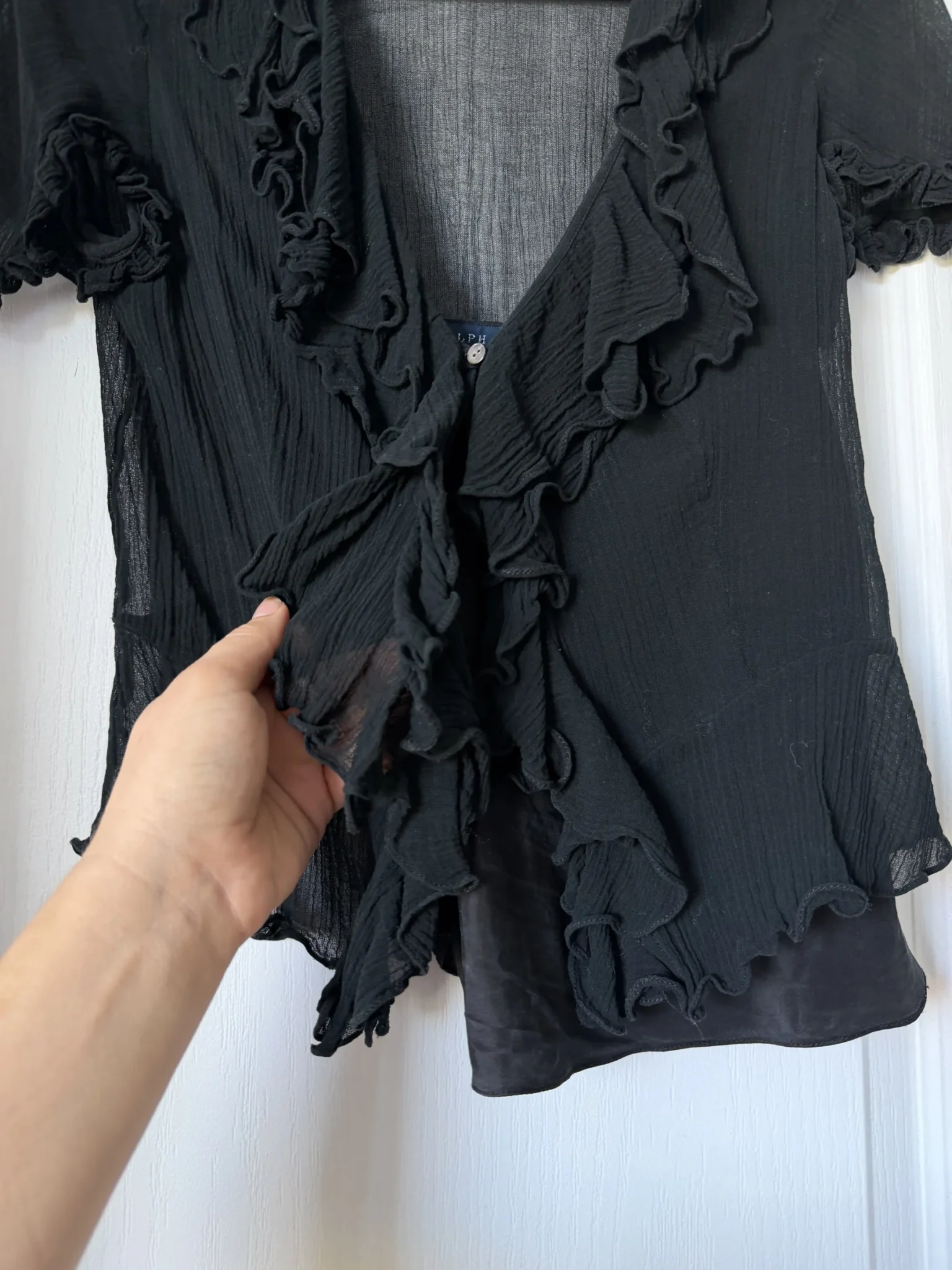 Image for Ralph Lauren silk and cotton blouse, size 6, black