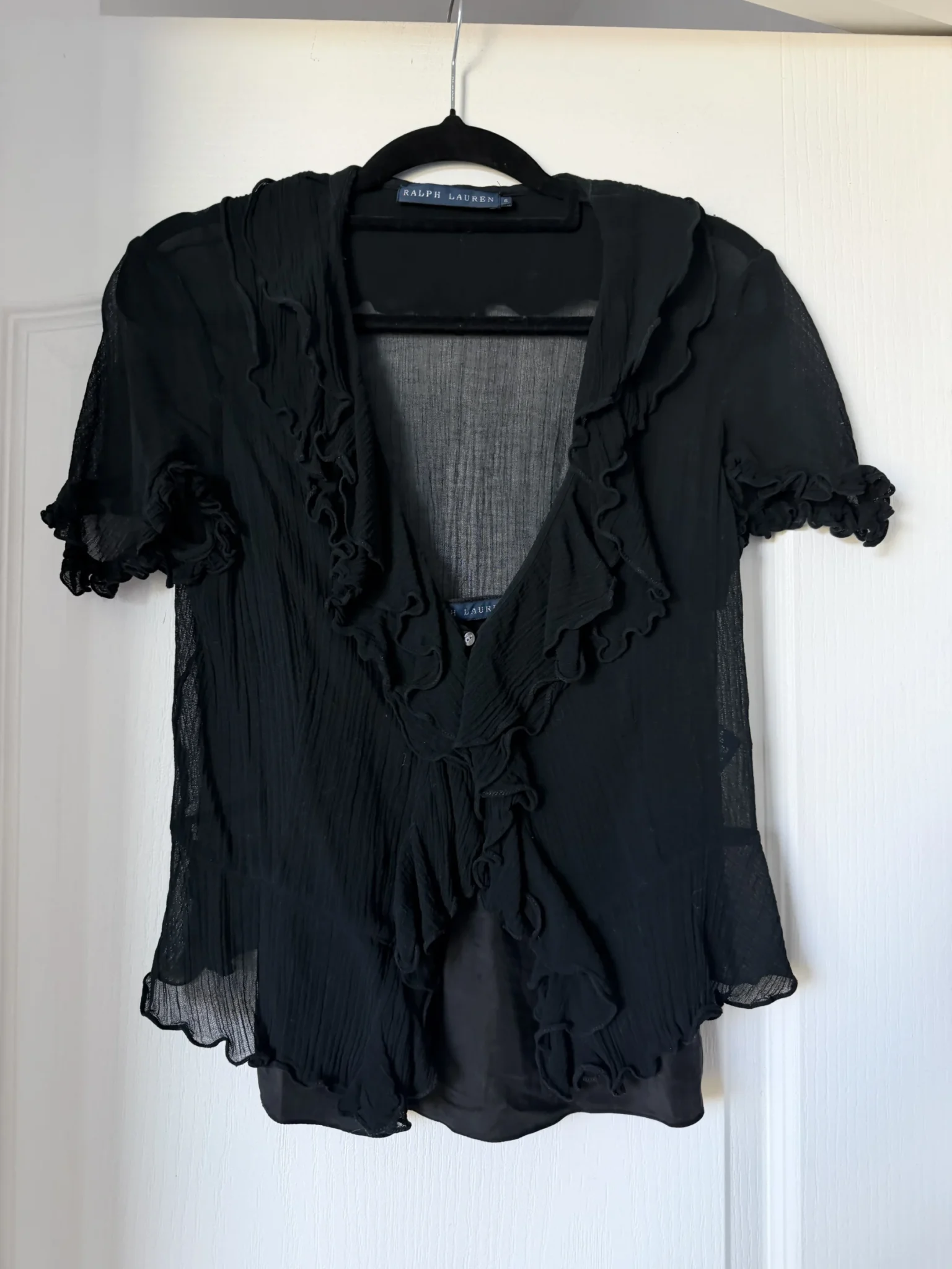 Image for Ralph Lauren silk and cotton blouse, size 6, black