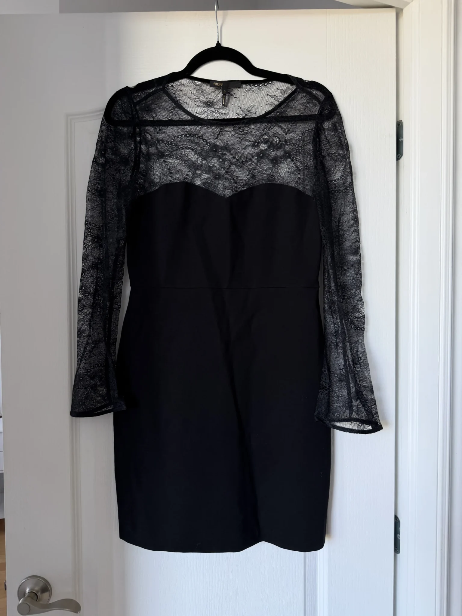 Featured image for Black Maje lace dress, size 3 (L)