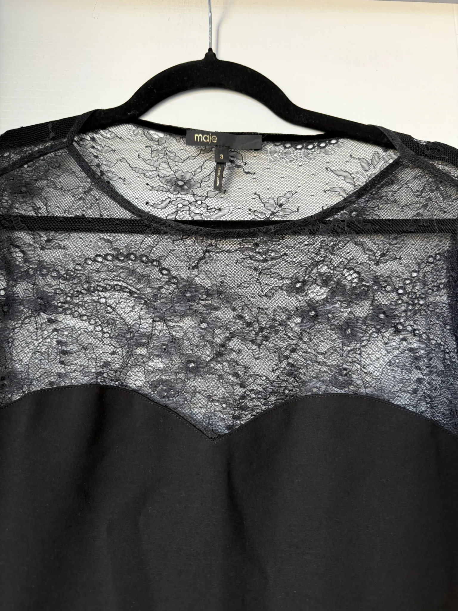 Image for Black Maje lace dress, size 3 (L)
