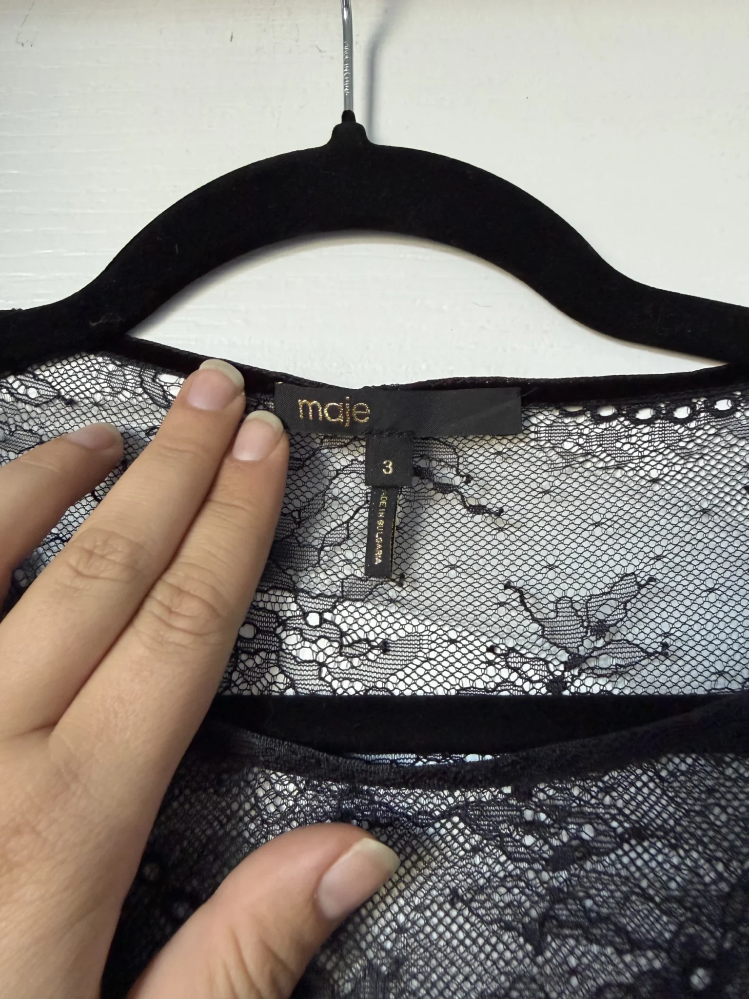 Image for Black Maje lace dress, size 3 (L)