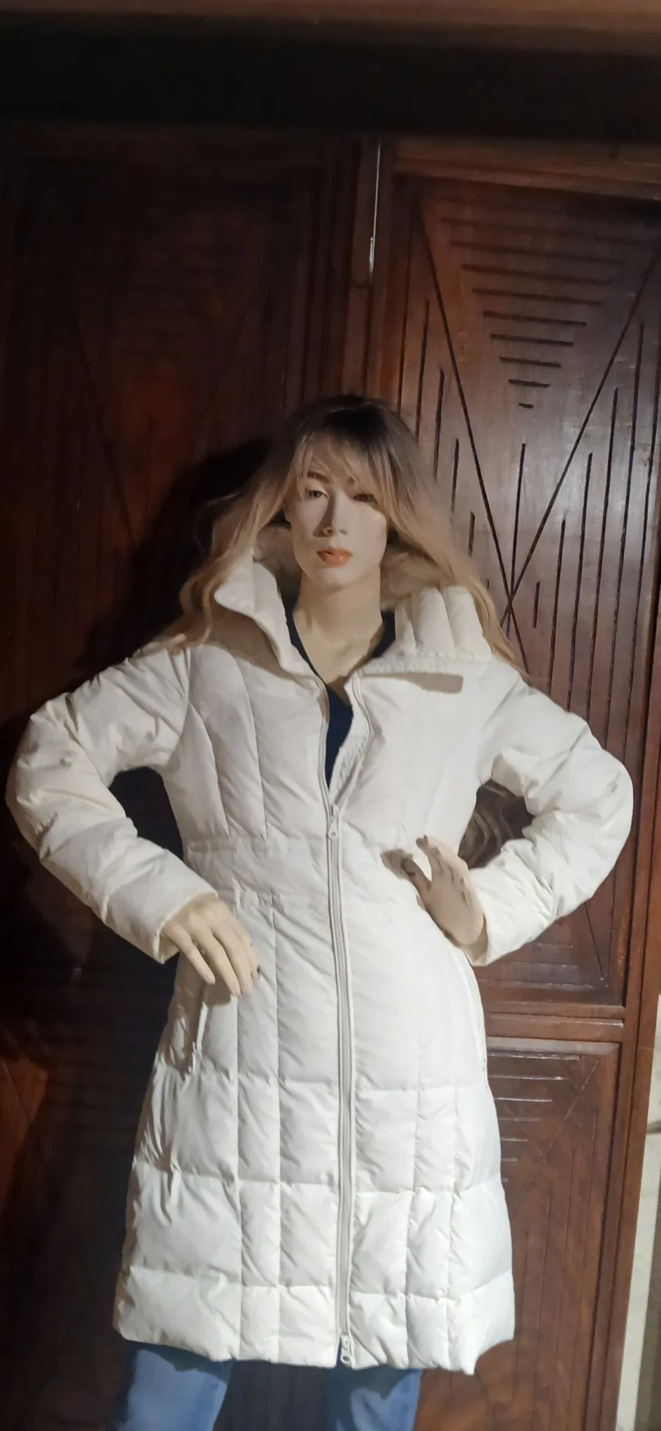 Image for White coat by Jacob, size small, 100% nylon, lining 70% down and 30% feathers