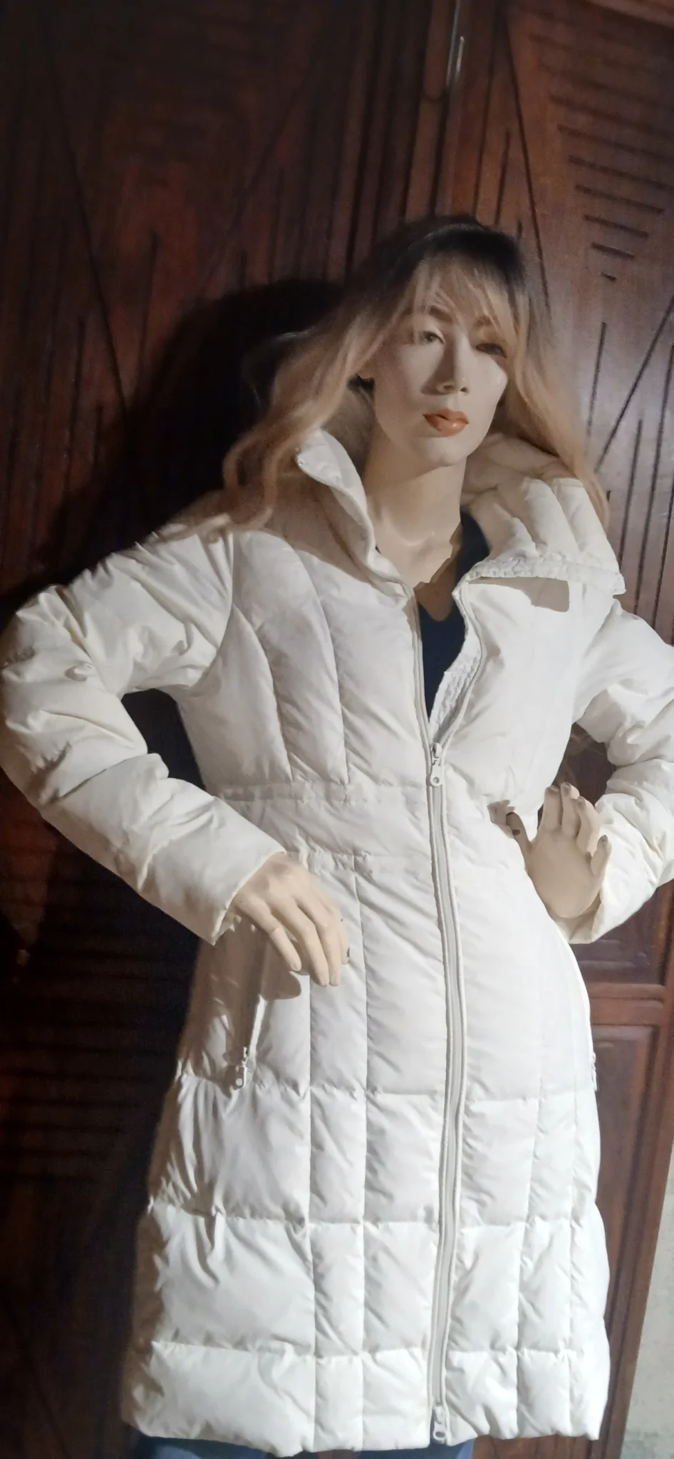 Image for White coat by Jacob, size small, 100% nylon, lining 70% down and 30% feathers