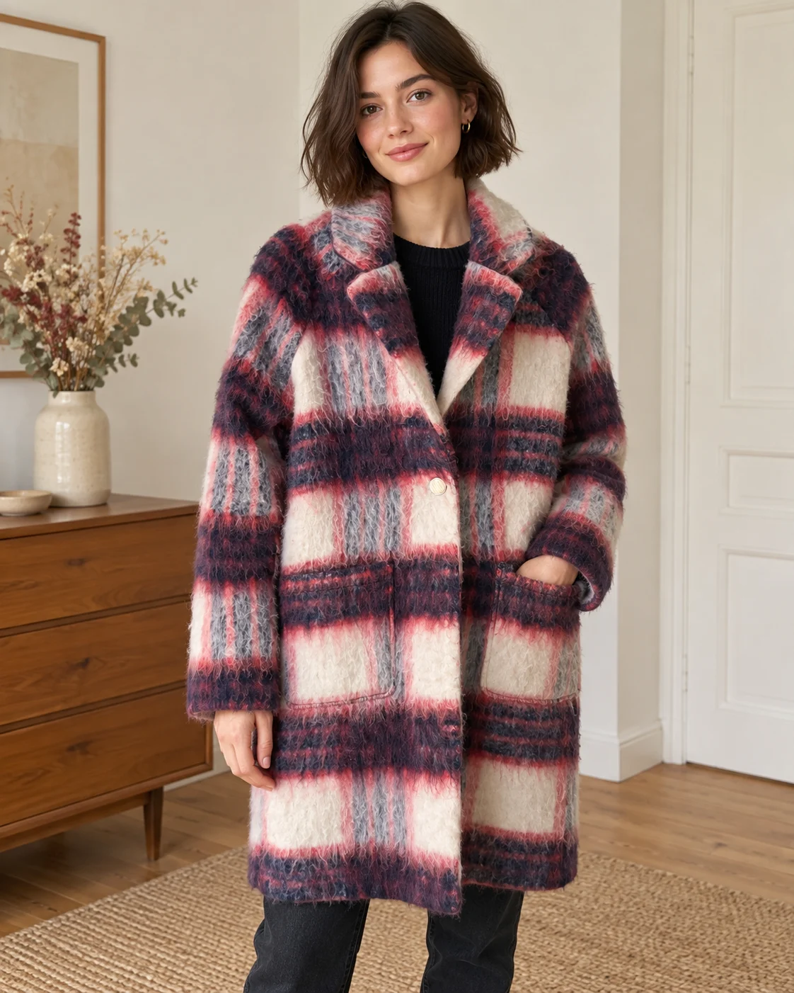 A very pretty long checked coat *Other seconde main