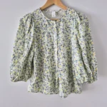 Featured thumbnail for Floral linen blouse with puffed sleeves