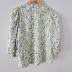 Thumbnail for Floral linen blouse with puffed sleeves